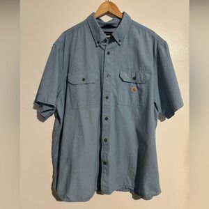 Carhartt Light Blue Casual Button Down Shirt short sleeve Size 2XL loose fit